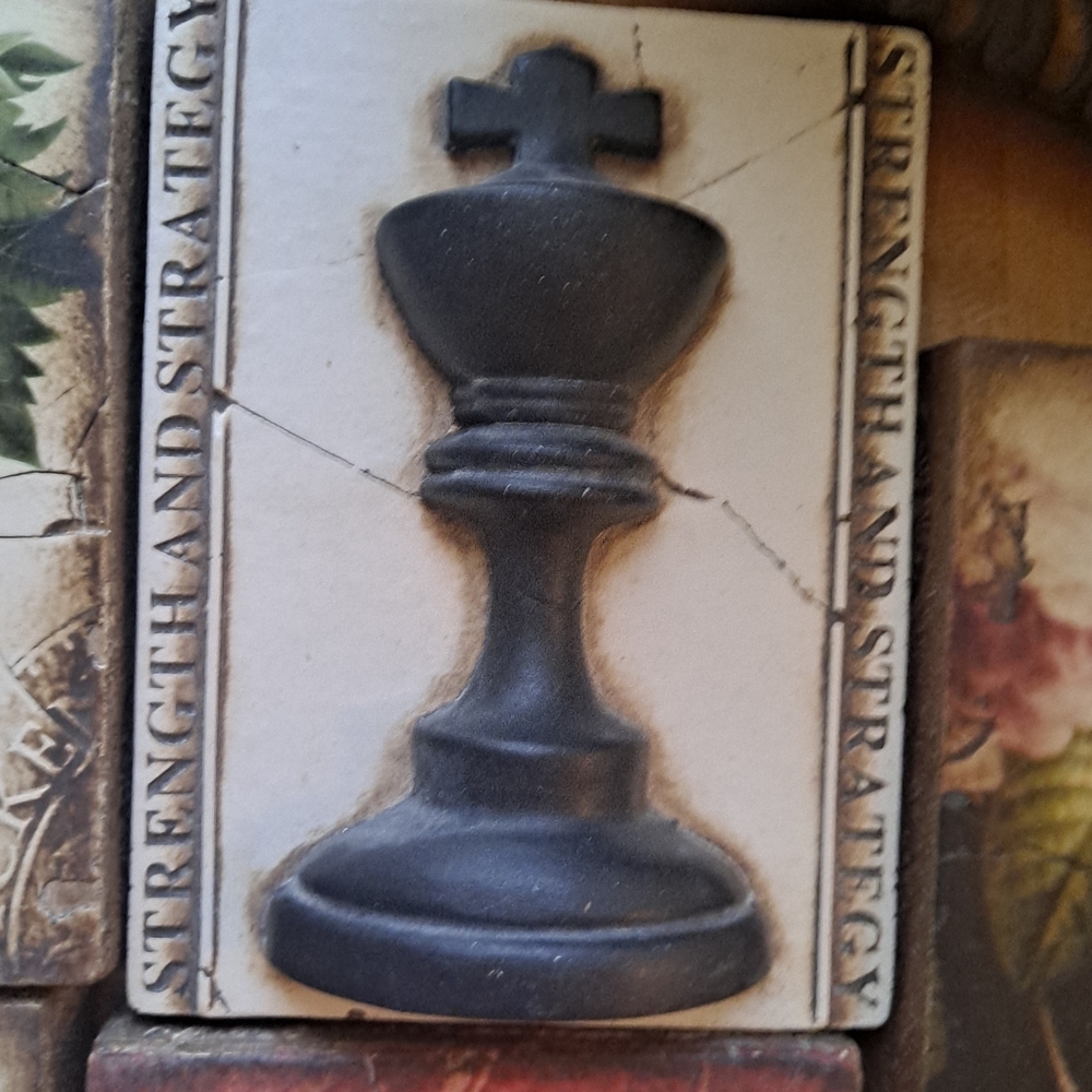 Sid Dickens Black and Cream King Chess Relief Wall Tile